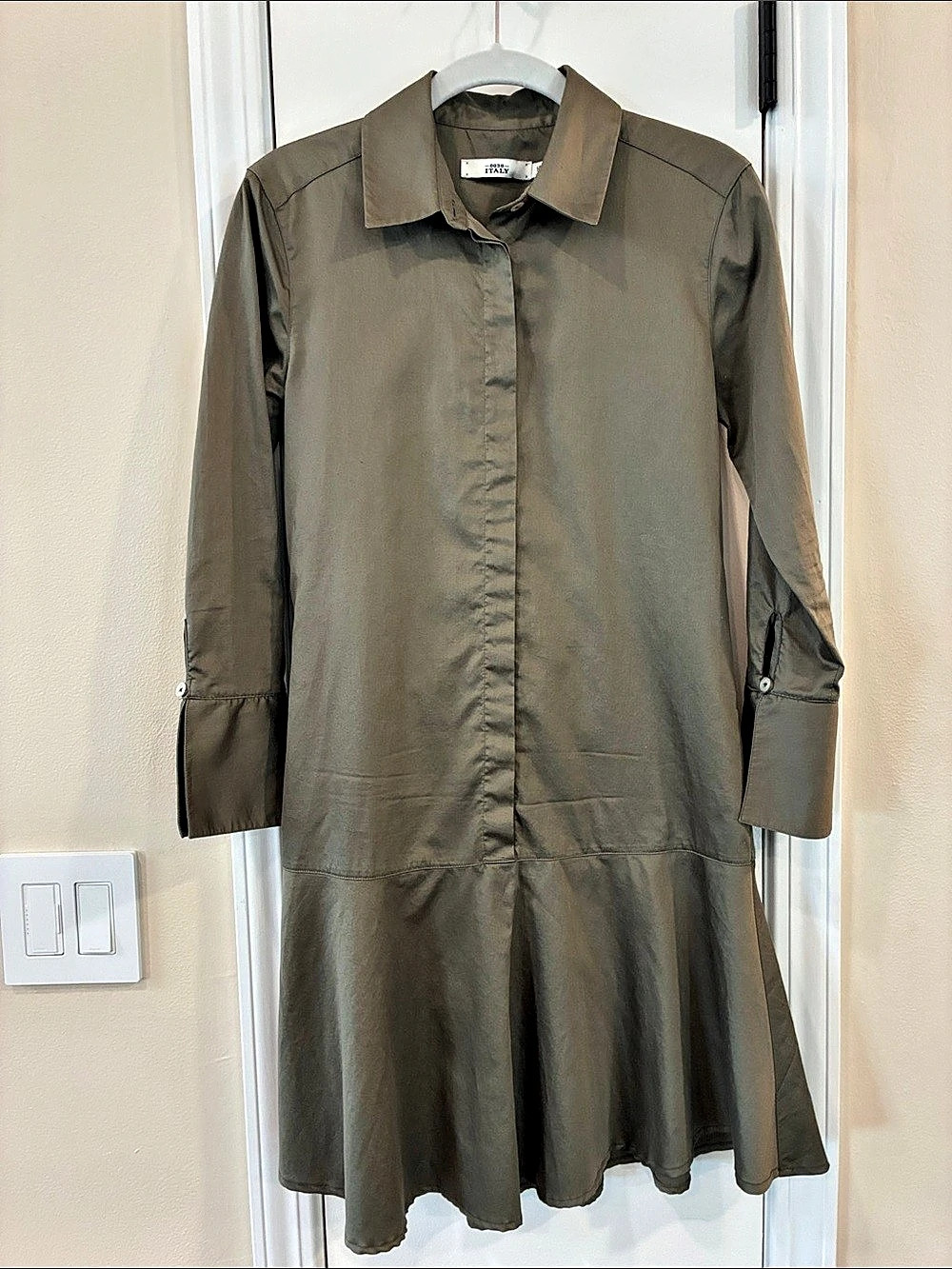 0039 Italy Garcia Fancy Shirt Dress Green XS Like New